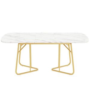 Redom JEDÁLENSKÝ stôl 140/180/80 cm rozkladací s mramorovým vzhľadom a kovovými nohami, Biela vyobraziť