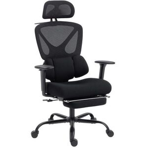 Redom ERGONOMICKÁ kancelárska stolička výška sedadla 50–58 cm s opierkou nôh, 3D podrúčkami a sieťovaným operadlom, Čierna vyobraziť