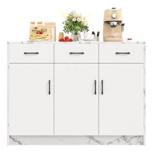 Redom KUCHYNSKÝ ostrovček 120/60/90, 5 cm s barovým priestorom, 3 zásuvkami a 3 dvierkami, MDF, Biela s mramorovým dekorom vyobraziť