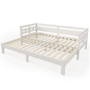 OKWISH DENNÁ posteľ 206/98/66 cm biela rozkladacia z masívnej borovice a MDF v tvare srdca vyobraziť