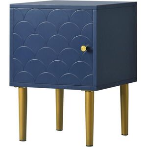 OKWISH NOČNÝ stolík 35/35/51 cm tmavomodrý s dvierkami a kovovými nohami z dreva a kovu vyobraziť