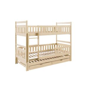 Kids Collective POSCHODOVÁ posteľ s tromi matracmi, zásuvkami a výsuvným lôžkom 90 × 200 cm v prírodnom prevedení vyobraziť