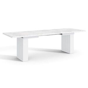 Home Collective ROZKLADACÍ JEDÁLENSKÝ STÔL 160–240 cm Biely s dekorom mramoru s bielymi nohami vyobraziť