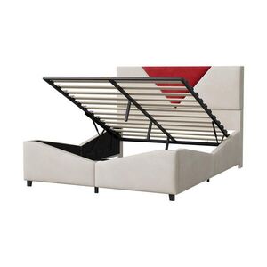 SHOPENTRA ČALÚNENÁ posteľ 140/190 cm ecru s boxom a LED osvetlením vyobraziť