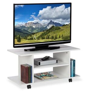 Relaxdays TV-SKRINKA Biela s kolieskami 80 cm vyobraziť