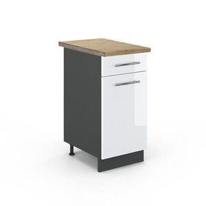 Vicco KUCHYNSKÁ SPODNÁ SKRINKA Fame-Line Biely vysoký lesk 40 cm , AP Oak vyobraziť
