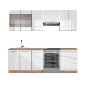 Vicco KUCHYNSKÝ KÚT Fame-Line Biely vysoký lesk/dub Goldkraft 240 cm bez pracovnej dosky vyobraziť