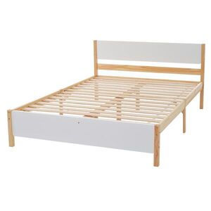 OKWISH MANŽELSKÁ posteľ 140/200 cm biela/prírodná z borovice a MDF so stredovou oporou vyobraziť