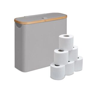 Relaxdays ZÁSOBNÍK Sivý na toaletný papier 12 roliek polyester bambus vyobraziť