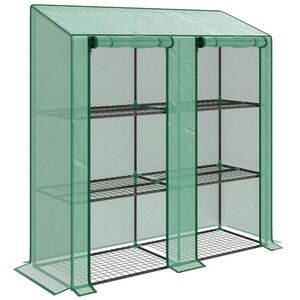 Modfu MINI skleník z ocele 143x46x151 cm zelený s 3 úrovňami, 6 policami a rolovacími dvierkami vyobraziť