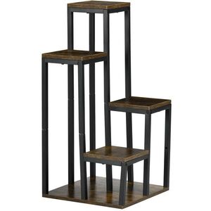 Modfu STOJAN na kvety z drevotriesky 40x40x81 cm hnedý so 4 úrovňami a stabilnou kovovou konštrukciou vyobraziť