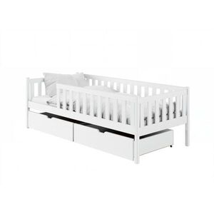 Kids Collective DETSKÁ POSTEĽ s dvoma zásuvkami, bezpečnostnou zábranou proti pádu a roštom 80x160 v bielej farbe vyobraziť