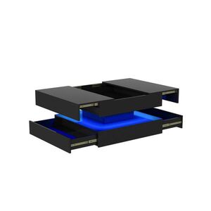 SHOPENTRA KONFERENČNÝ stolík s LED podsvietením, čierny s vysokým leskom, s úložným priestorom a RGB osvetlením vyobraziť