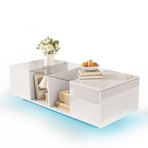 SHOPENTRA KONFERENČNÝ stolík, biely vysoký lesk, 120x50x38, 5 cm s LED diódou vyobraziť