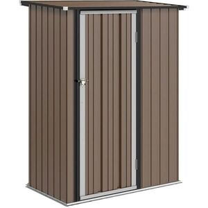Modfu ZÁHRADNÝ domček z kovu 142x84x189 cm hnedý s pultovou strechou a uzamykateľnými dverami vyobraziť
