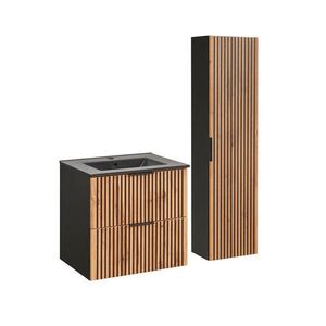 Petits-meubles KÚPEĽŇOVÝ NÁBYTOK 60.2cm Gaia 2-dielna súprava Dubové drevo a čierna farba vyobraziť