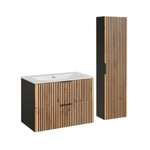 Petits-meubles KÚPEĽŇOVÝ NÁBYTOK 80.4cm Gaia 2-dielna súprava Dubové drevo a čierna farba vyobraziť