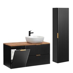 Petits-meubles KÚPEĽŇOVÝ NÁBYTOK 120.8cm Adriel 2-dielna súprava Čierna a drevo vyobraziť
