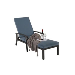OKWISH ZÁHRADNÉ ležadlo 204/58/100 cm modré z hliníka s 5-polohovým operadlom a bavlneným vankúšom vyobraziť