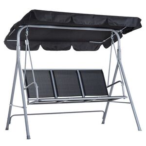 OKWISH ZÁHRADNÁ hojdačka 171/108/154 cm sivá pre 3 osoby s nastaviteľnou strieškou z kovu vyobraziť