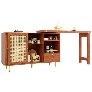 Redom BAROVÝ stôl 187/40/76 cm otočný o 360° a rozkladací s úložným priestorom, Hnedá vyobraziť