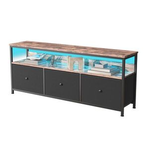 SHOPENTRA LED TV stolík 137 cm čierny, PU zásuvky v retro štýle vyobraziť