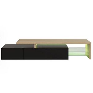 SHOPENTRA NÍZKY ÚLOŽNÝ DOSK 200 cm Čierny/Drevo LED SKLENENÝ vyobraziť