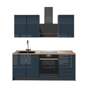 Vicco SAMOSTATNÁ KUCHYŇA Fame-Line, Tmavo modrá vysoký lesk/antracitová, 190 cm, AP Oak vyobraziť