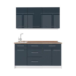 Vicco SAMOSTATNÁ KUCHYŇA Fame-Line, Tmavo modrá vysoký lesk/biely, 150 cm, AP Oak vyobraziť