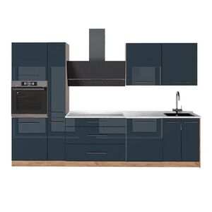 Vicco KUCHYNKA Fame-Line, Tmavo modrá vysoký lesk/Dub Goldkraft, 310 cm, AP Marble vyobraziť