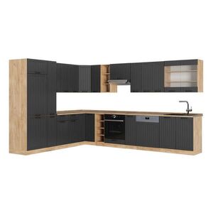 Vicco ROHOVÁ KUCHYŇA Fame-Line, Tmavo-sivá/Dub Goldkraft, 347 x 257 cm, AP Oak vyobraziť