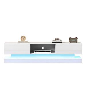 Redom NÍZKA komoda 160/35/40, 5 cm s LED osvetlením a 2 zásuvkami, proti prevráteniu a s ovládaním cez aplikáciu, Biela vyobraziť