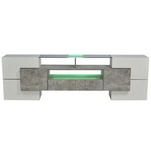 OKWISH TV skrinka 200/35/60 cm biela a sivá z MDF s LED osvetlením a vysokolesklým povrchom vyobraziť