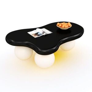OKWISH KONFERENČNÝ stolík 95/62, 5/32 cm čierno-biely s LED osvetlením z MDF vyobraziť