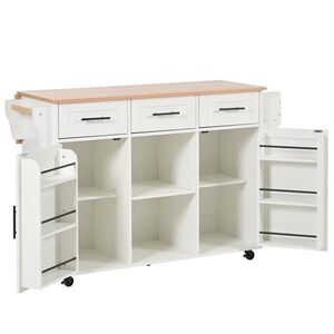 OKWISH KUCHYNSKÝ vozík 139/46(71)/91, 5 cm biely z MDF so sklápacou doskou a úložným priestorom vyobraziť