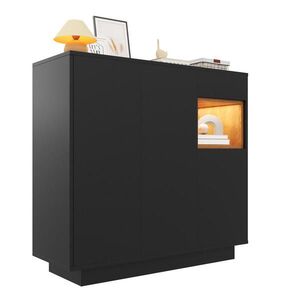 OKWISH SKRINKA na topánky 105/39, 5/100, 5 cm čierna a prírodná z drevotriesky s LED osvetlením zásuvkou a nastaviteľnými policami vyobraziť
