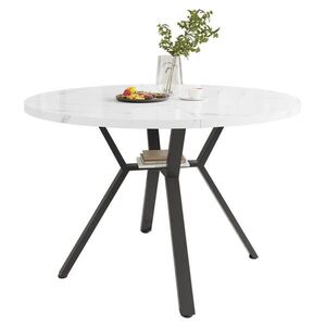 OKWISH JEDÁLENSKÝ stôl 100/100/75 cm čierno-biely z MDF a ocele s mramorovým dekorom a kovovou X podnožou vyobraziť