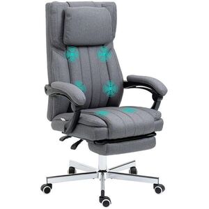 OKWISH KANCELÁRSKA stolička 65/61/105-113 cm sivá s masážou polohovaním a opierkou nôh z polyesteru vyobraziť