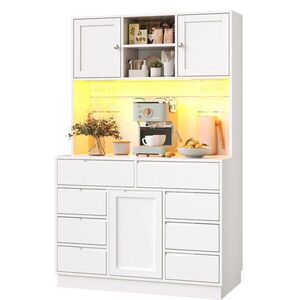 OKWISH VYSOKÁ kuchynská skrinka 120/40/183, 5 cm biela s LED osvetlením a 8 zásuvkami z MDF vyobraziť