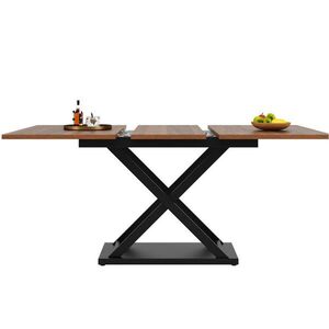 OKWISH JEDÁLENSKÝ stôl 120-160/80/75 cm orechový a čierny rozkladací z MDF a kovu vyobraziť