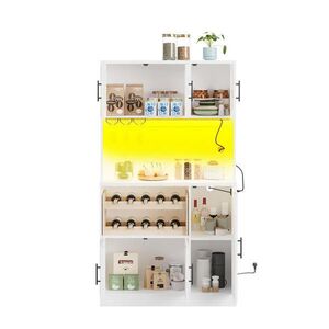 OKWISH KUCHYNSKÁ skrinka 40/100/180 cm biela z MDF s LED osvetlením zásuvkou a stojanom na víno vyobraziť