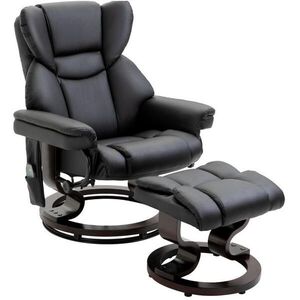 OKWISH RELAXAČNÉ kreslo 79/82/101 cm čierne z umelej kože s masážnou funkciou, polohovaním a podnožkou vyobraziť