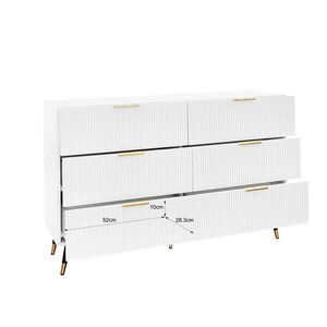 OKWISH KOMODA 120/40/77 cm biela so 6 zásuvkami z drevotriesky so zlatými úchytkami vyobraziť