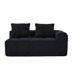 OKWISH DVOJMIESTNA pohovka 158/93/61 cm čierna z menčestru s bočnými vreckami a držiakmi na nápoje vyobraziť