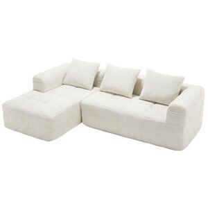 OKWISH ROHOVÁ pohovka 250/158/60 cm béžová z ženilky s leňoškou a bočnými vreckami vyobraziť