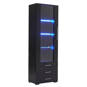 OKWISH VITRÍNA 60/35/180 cm čierna s LED osvetlením a 3 zásuvkami z MDF vyobraziť