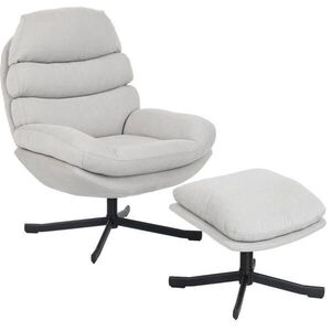 OKWISH RELAXAČNÉ kreslo s podnožkou 78/93/100 cm krémovobiele otočné z polyesteru vyobraziť