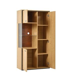 OKWISH VITRÍNA 77, 5/40/150 cm prírodná z MDF so sklenenými dverami nastaviteľnými policami a LED osvetlením vyobraziť