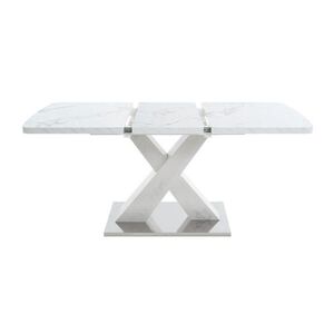 OKWISH JEDÁLENSKÝ stôl 120-160/80/76, 5 cm biely rozkladací z MDF a ocele vyobraziť