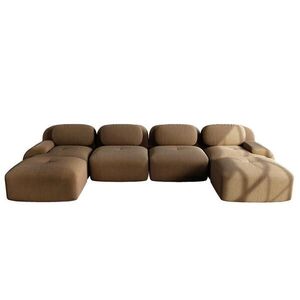 OKWISH ROHOVÁ pohovka hnedá z menčestru bez montáže s modulárnym usporiadaním a ergonomickými podrúčkami vyobraziť
